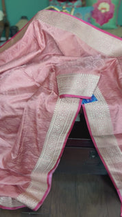 Pure Silk Mashru Banarasi- Dusty Rose Pink