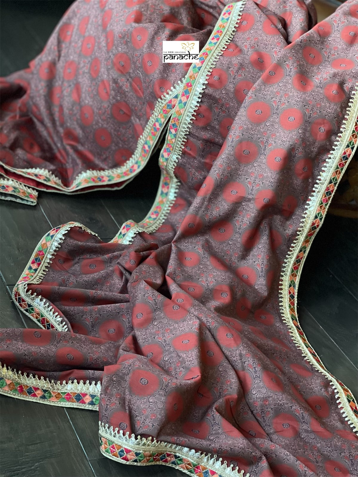 Designer Silk - Brown Rust Printed