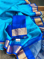 Gadwal Silk - Firozi Zari Checkered