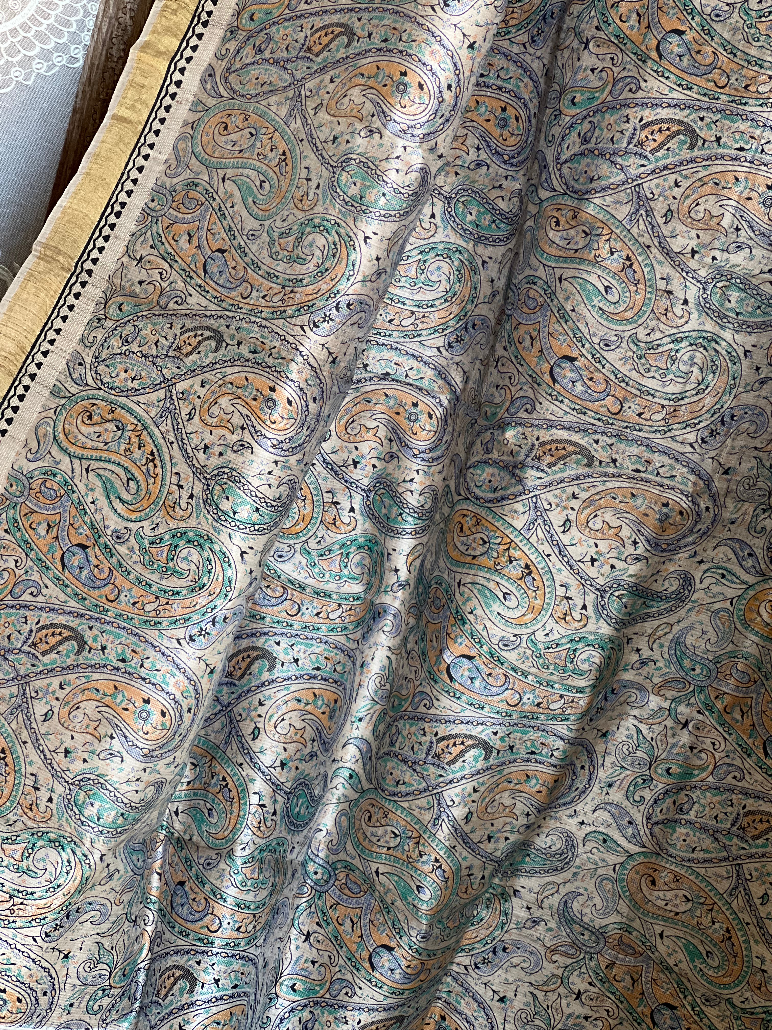 Pure Gicha Tussar Silk -  Beige Digital Printed