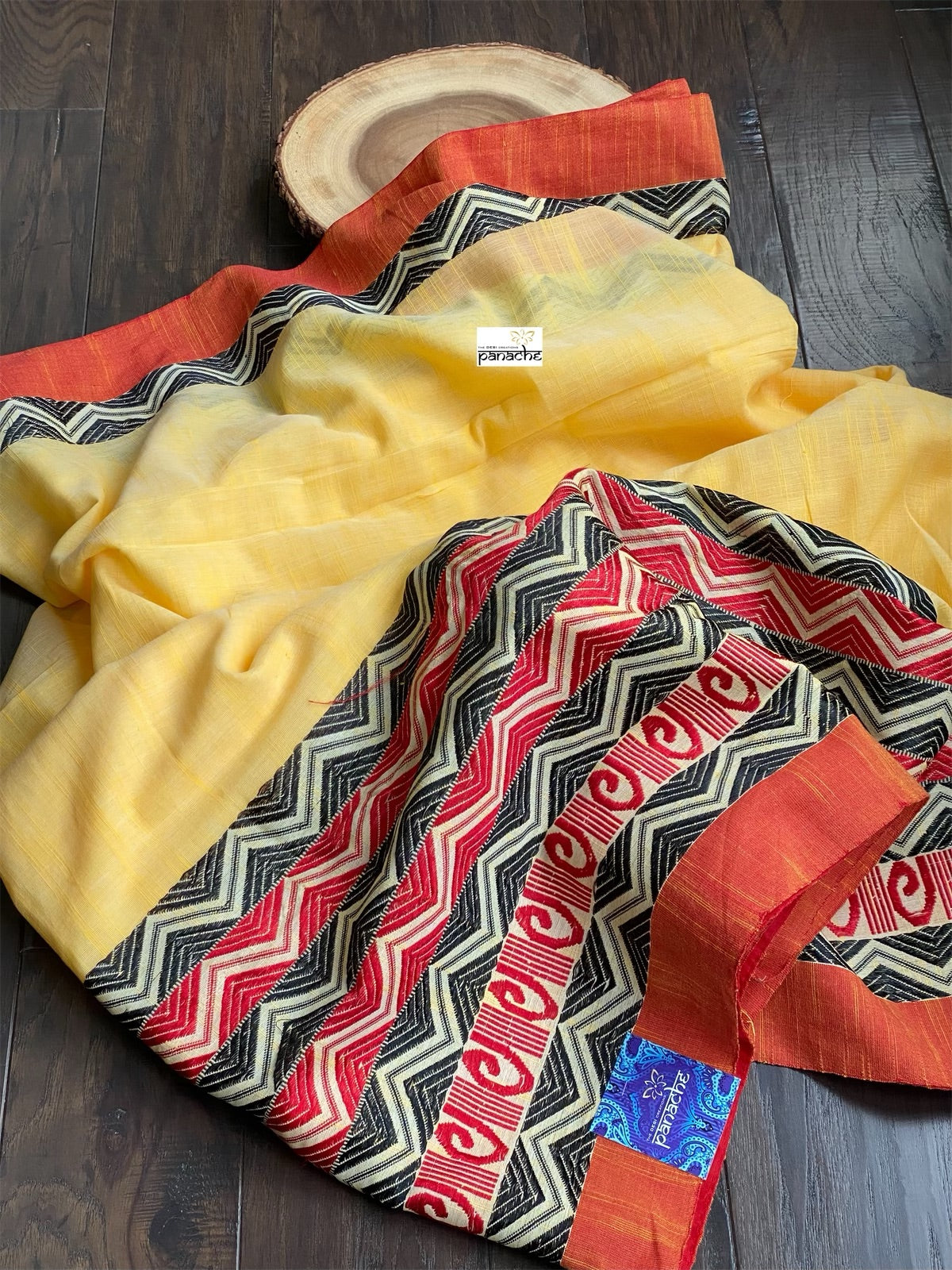 Begampuri Cotton Saree - Yellow Rust Woven
