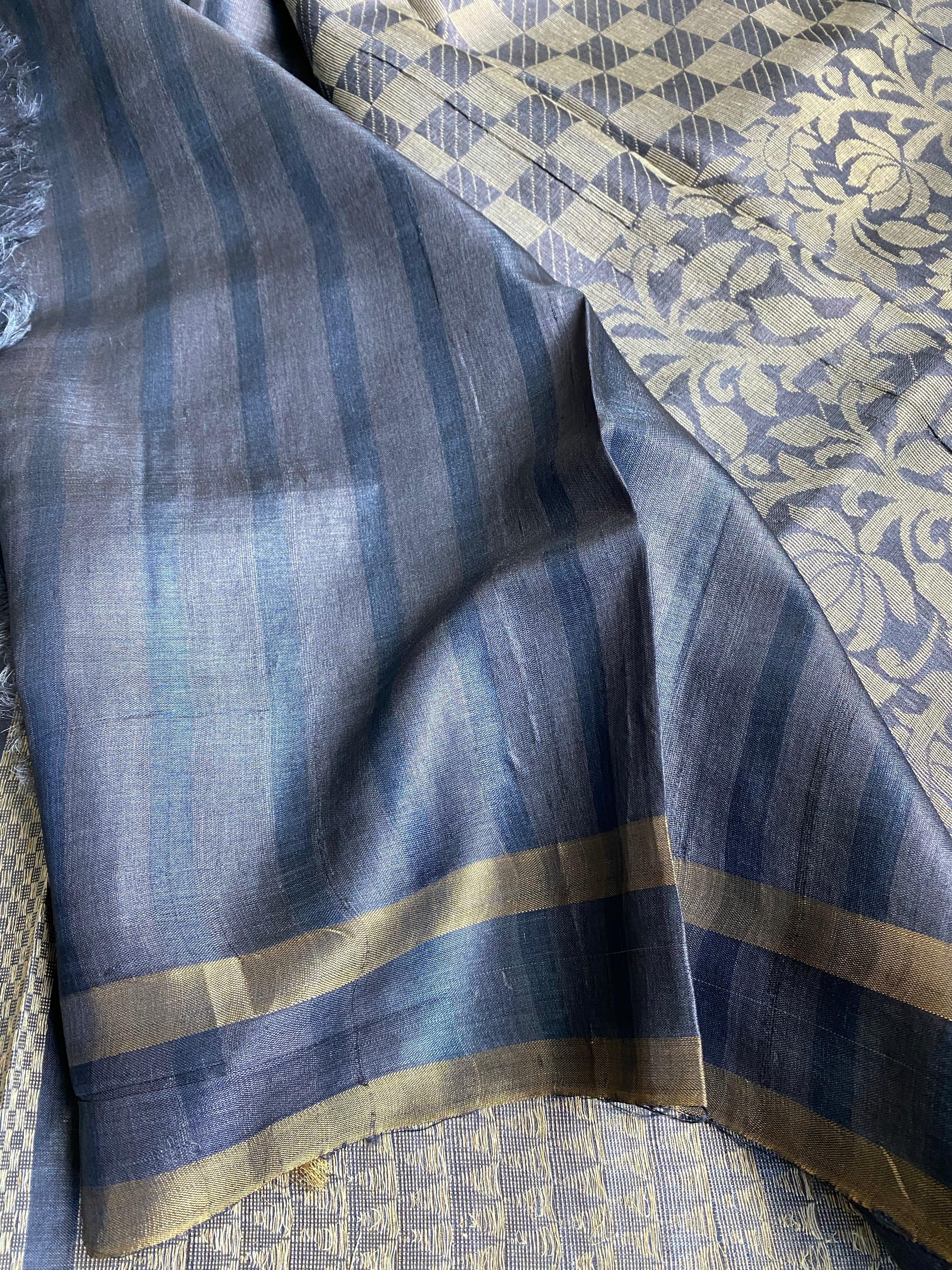 Tussar Silk - Steel Grey Woven