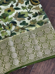 Chiniya Silk Banarasi - Green Pashmina Printed