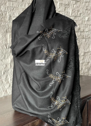 Kashmiri Stone Lace Stole - Black