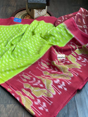 Pure Telia Cotton  - Fluorescent Green Maroon