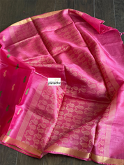 Pure Tussar Silk Woven - Magenta Pink resham woven