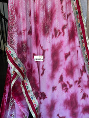 Designer Georgette Sequin Saree - Pink Raspberry red Tie Dye