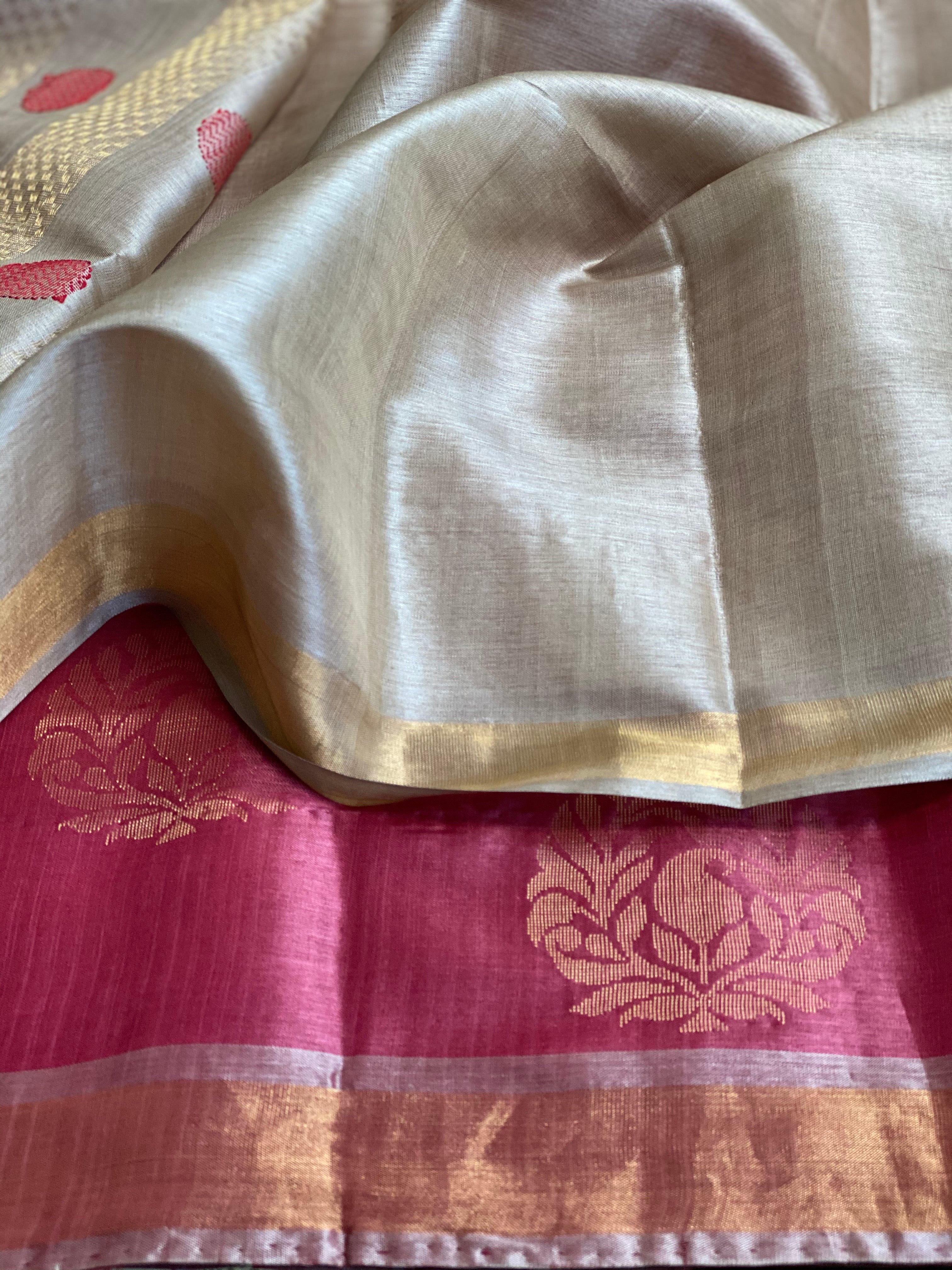 Tussar Silk - Wine Magenta Woven