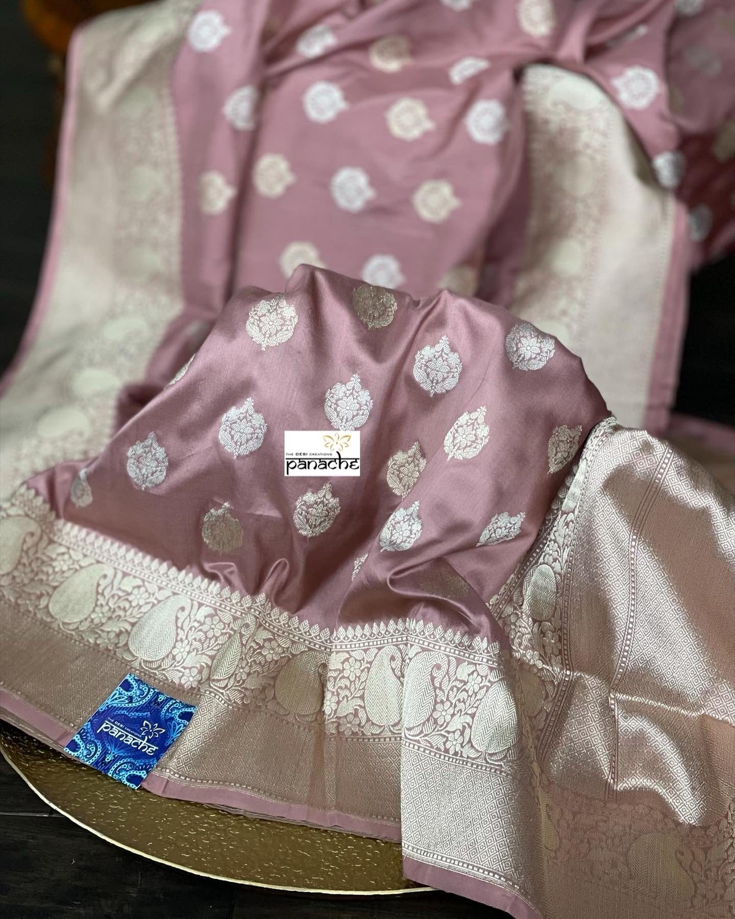 Pure Katan Silk Banarasi - Thulian Pink Antique Zari