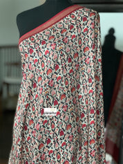 Designer Crepe Silk  - Offwhite Maroon