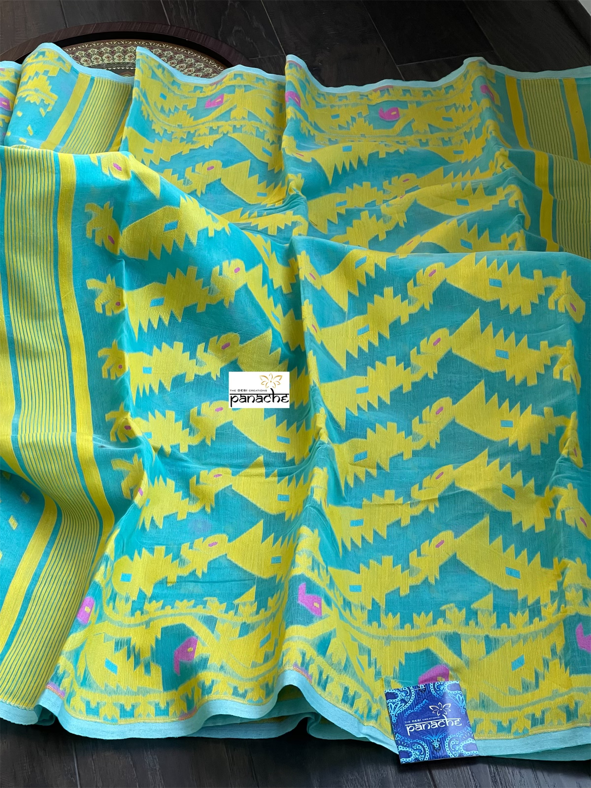 Jamdaani Soft - FIrozi Blue Yellow