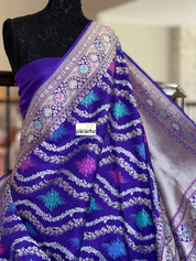 Pure Silk Kadwa Banarasi - Purple Multi Meenakari
