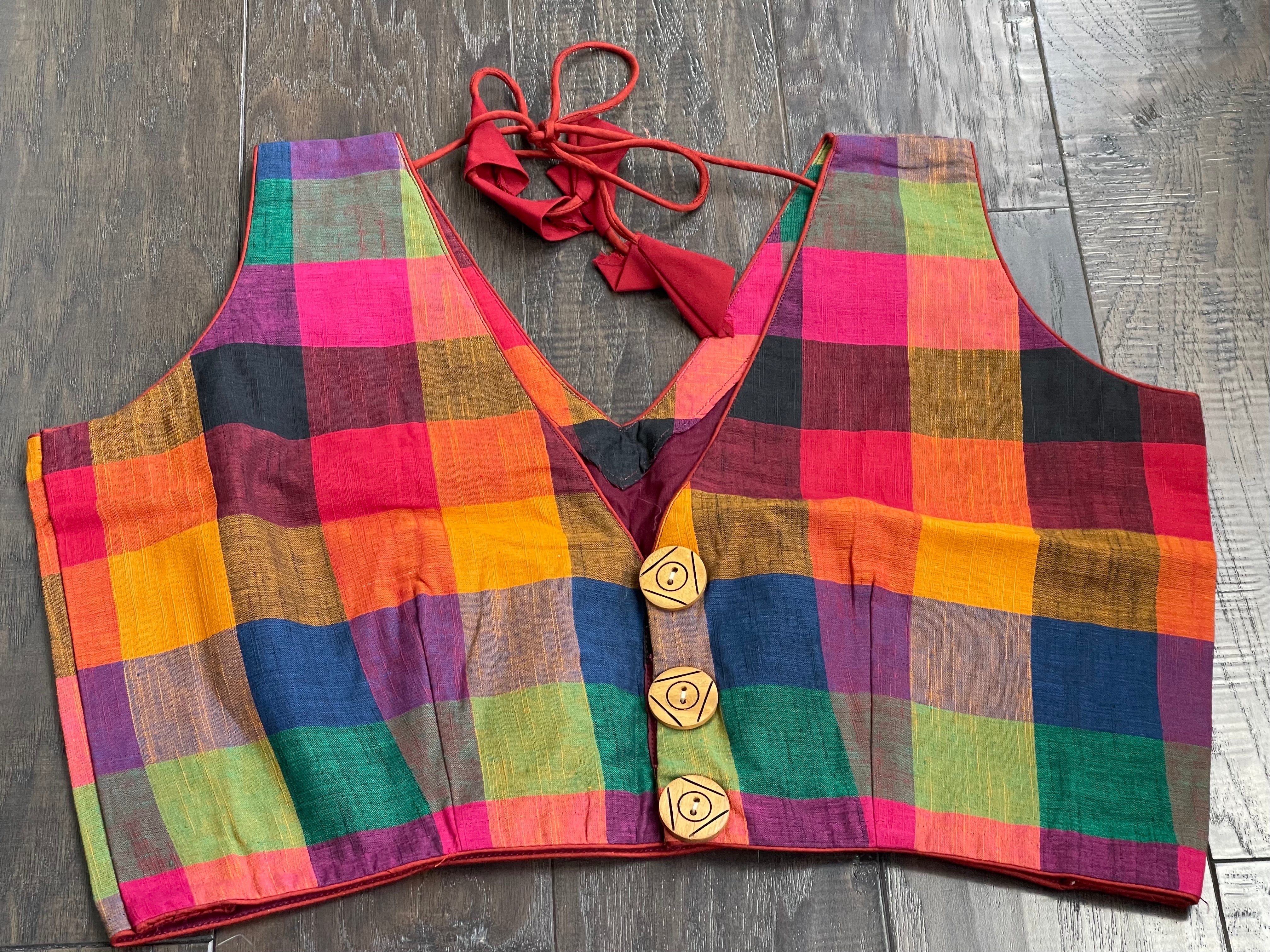 Designer Blouse - Multicolor Checks