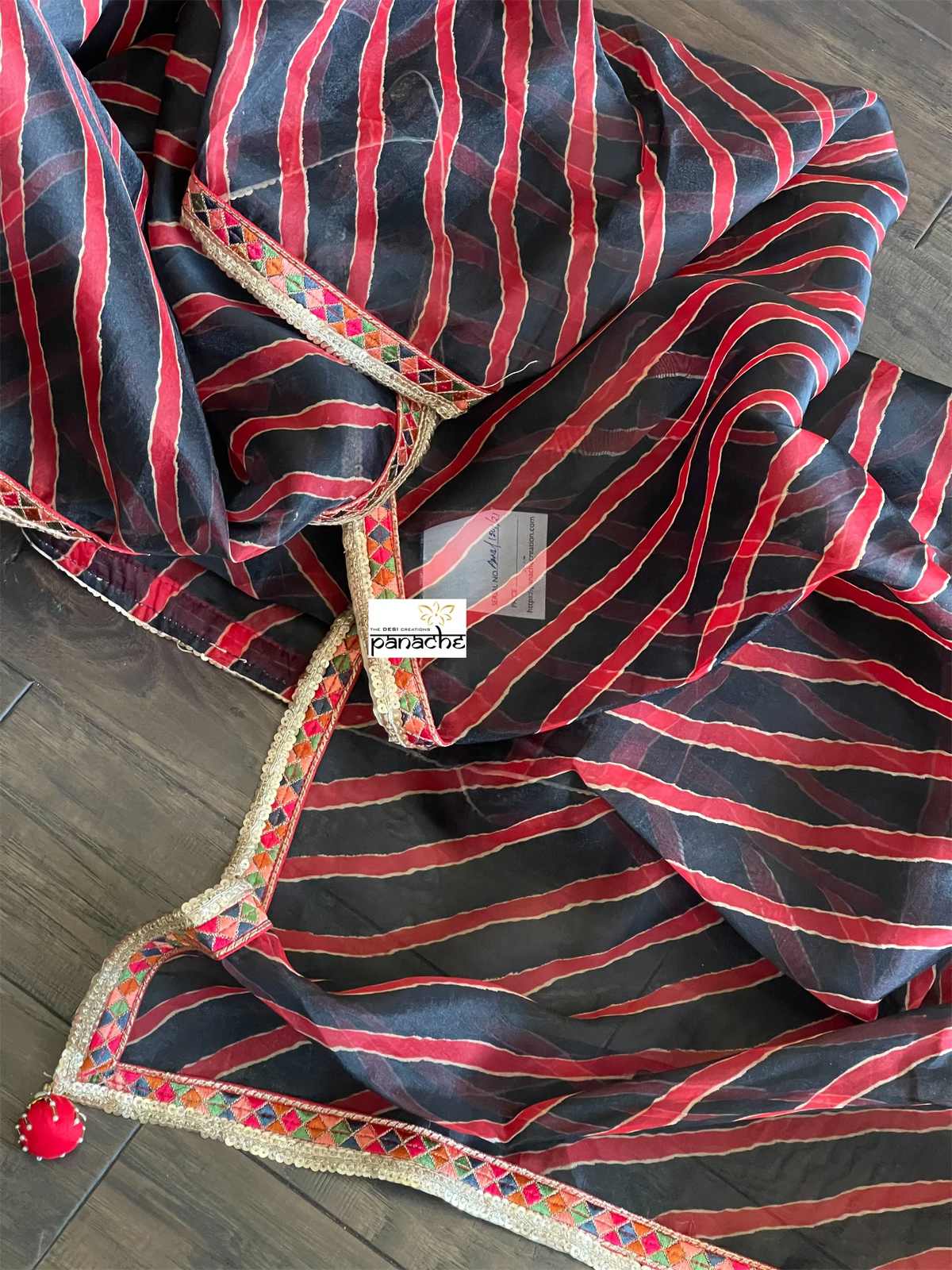 Designer Organza - Maroon Black