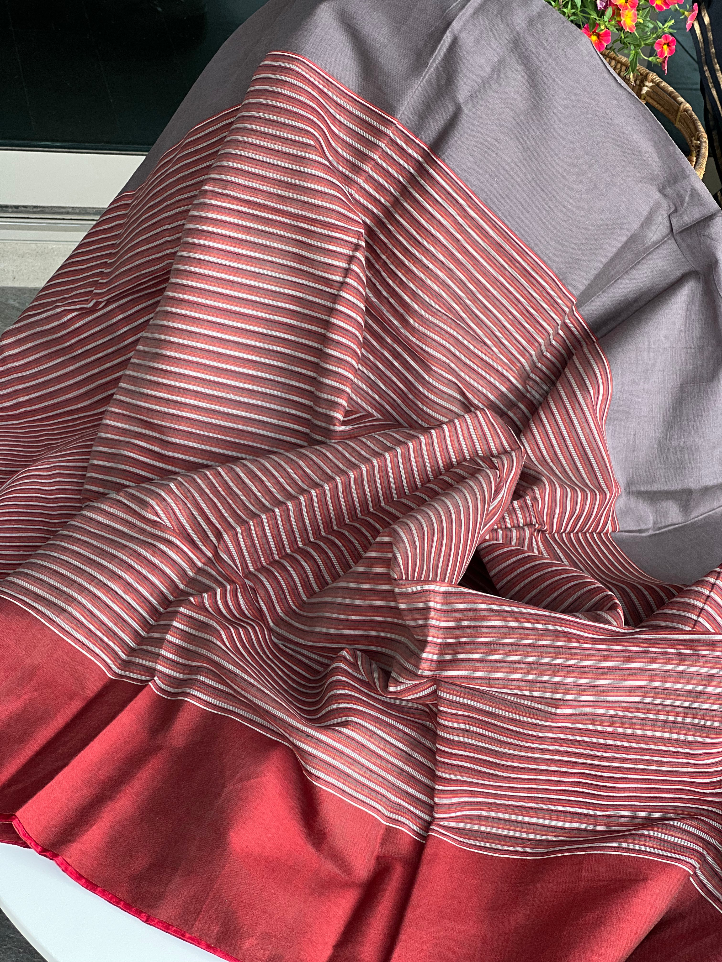 Pure Khadi Cotton Handloom - Brown Grey Woven