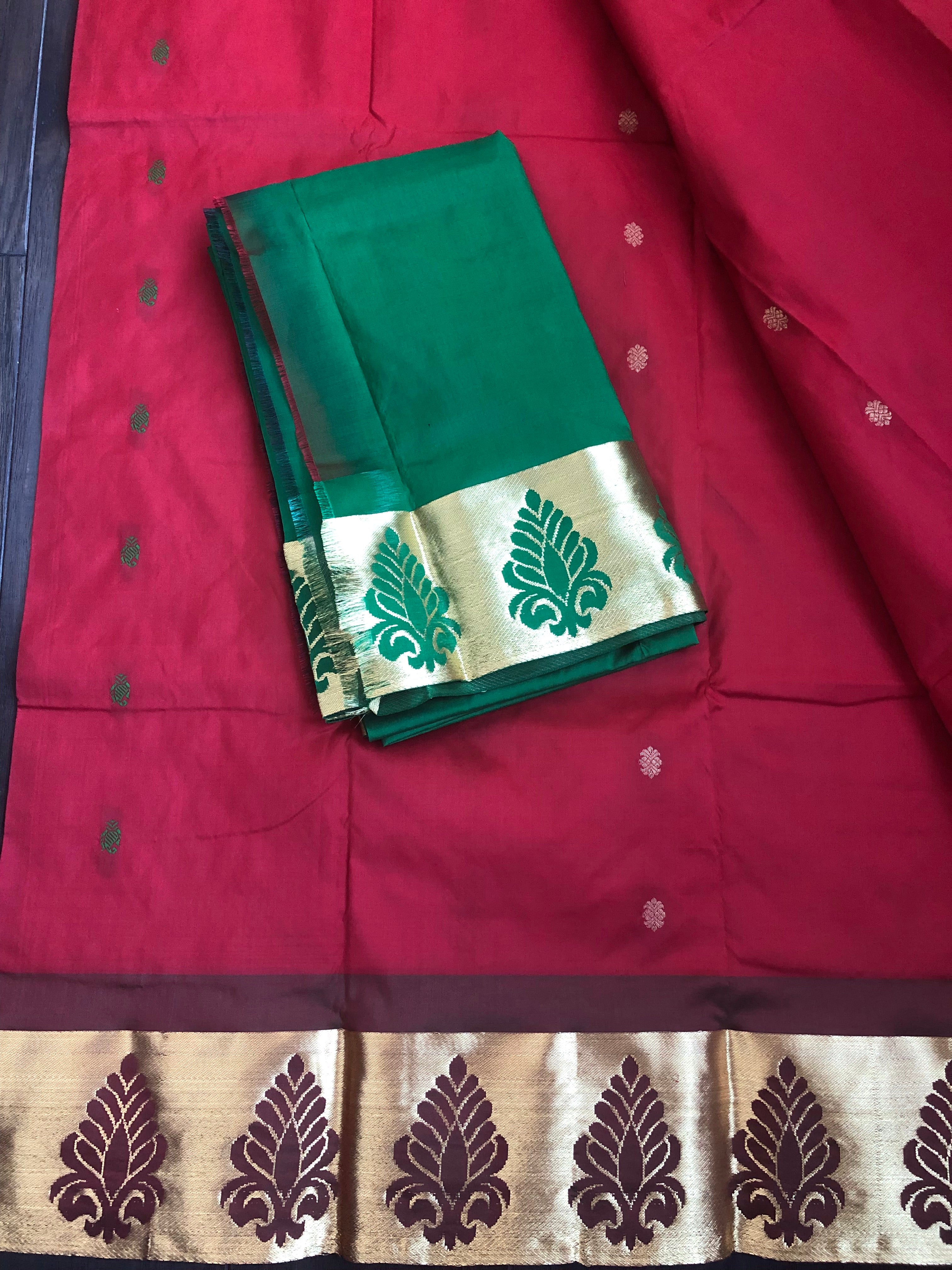 South Silk - Red Green Meenakari