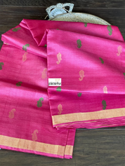 Pure Tussar Silk Woven - Magenta Pink resham woven