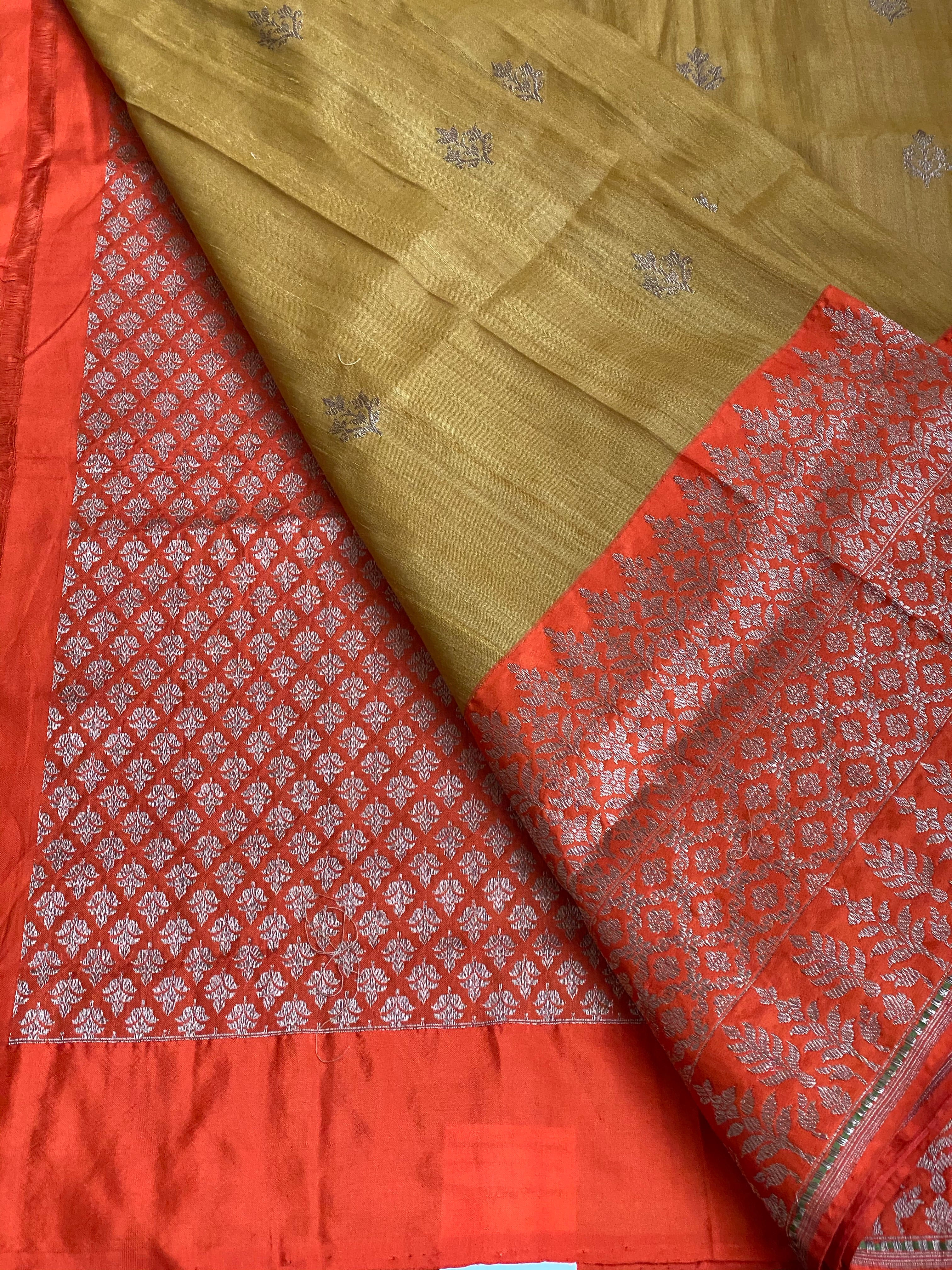 Tassur Silk Banarasi - Ochre Yellow Orange