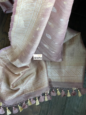 Khaddi Tussar Banarasi -  Dusty Pink