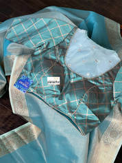 Designer Blouse - Sea Green Gold Zari