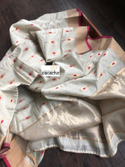 Chanderi Katan Silk Cotton - Clay Beige Meenakari