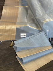 Chanderi Organza Silk - Silver Gray Eknalya woven