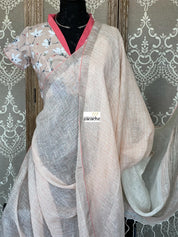Designer Blouse - Peach Pink Floral Design