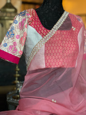 Designer Blouse - Offwhite Magenta