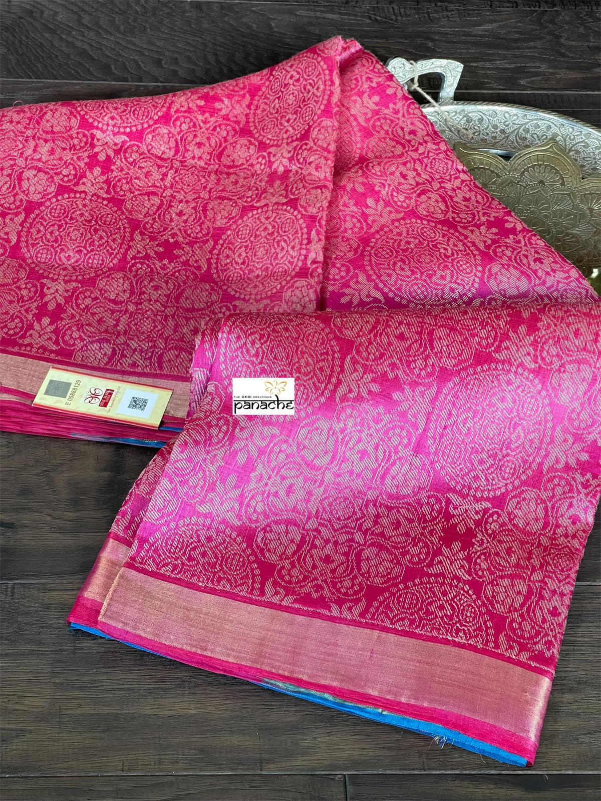 Tussar Silk - Magenta Pink Resham Woven