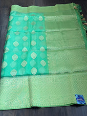 Organza Silk Banarasi -  Sea Green Antique Zari