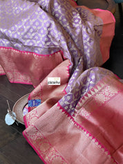 Pure Silk Banarasi - Lavender Mauve Pink Antique Golden Zari