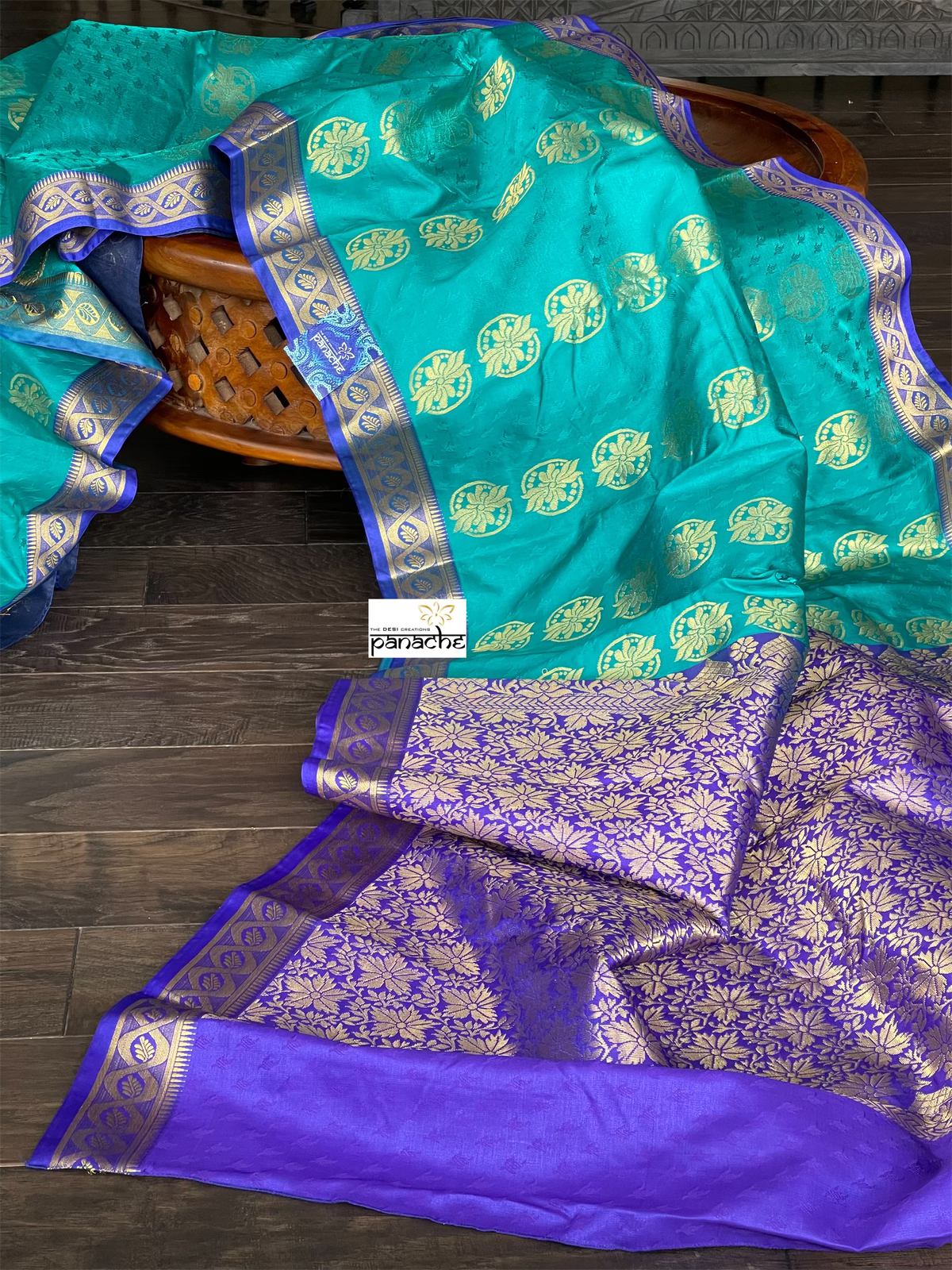 Soft Silk Kanjivaram - Sea Green Purple