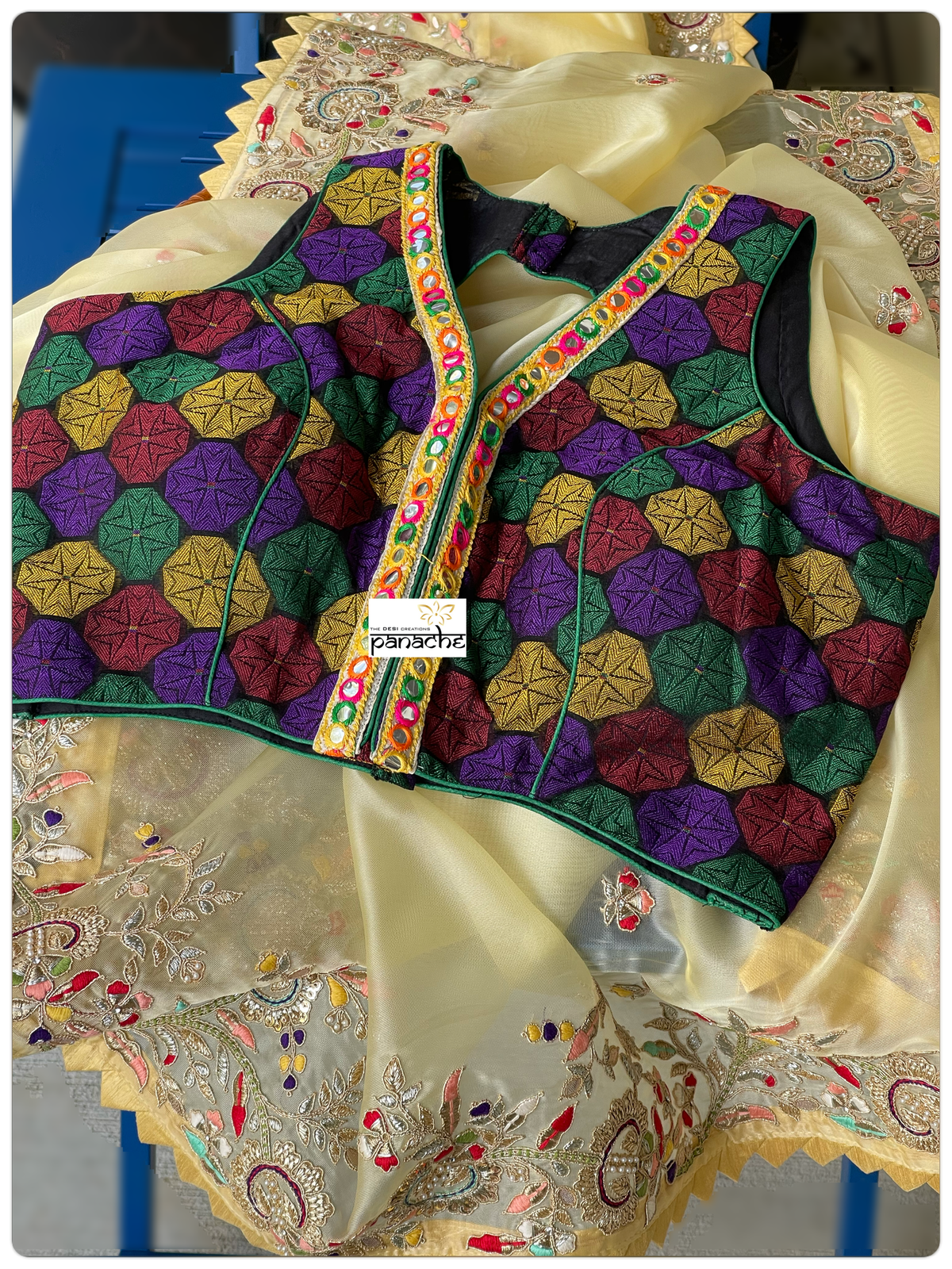 Designer Blouse - Black Yellow Multi color