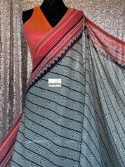 Designer Inspired Georgette Saree - Moss Grey Black Sequin