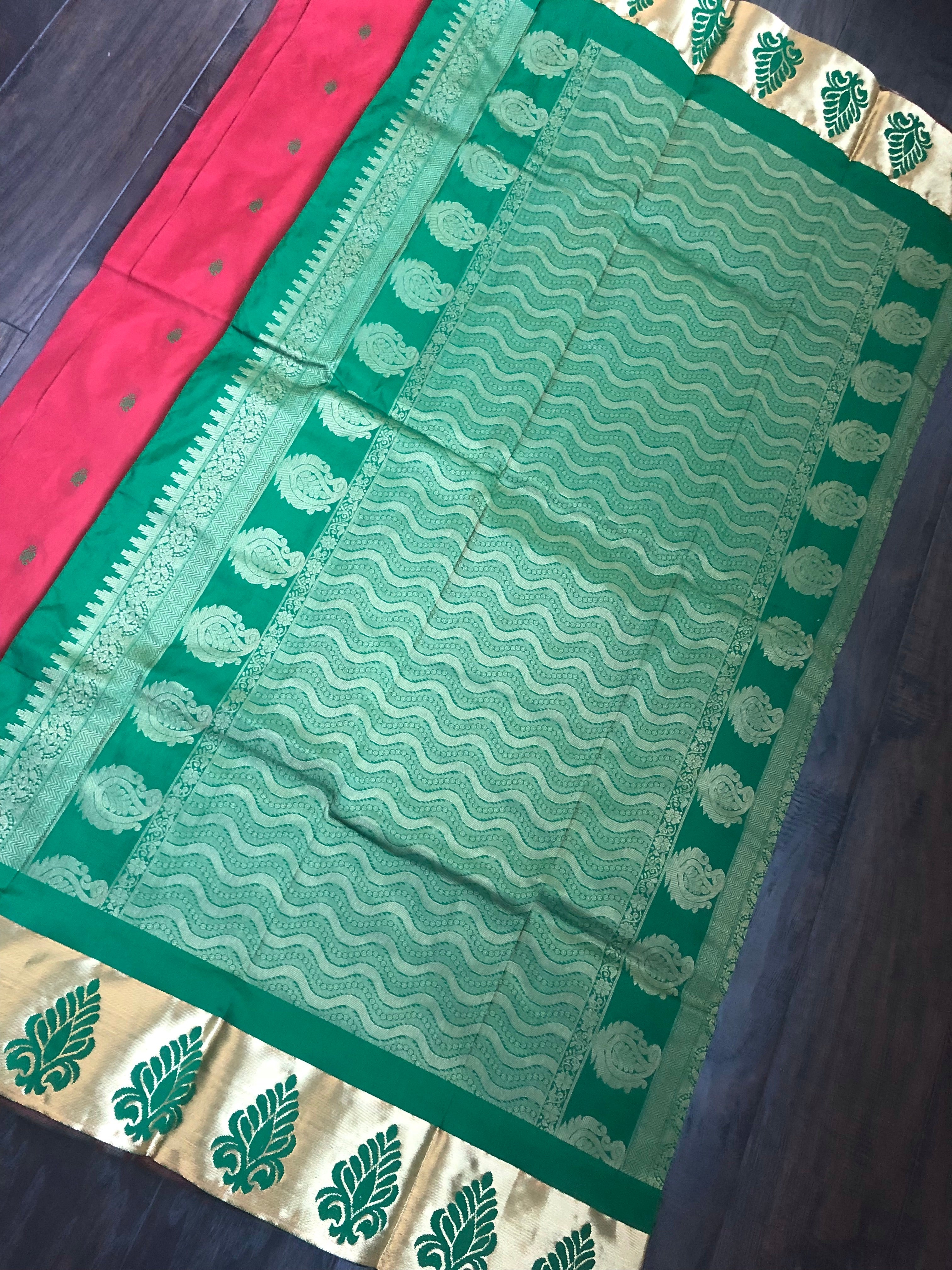 South Silk - Red Green Meenakari