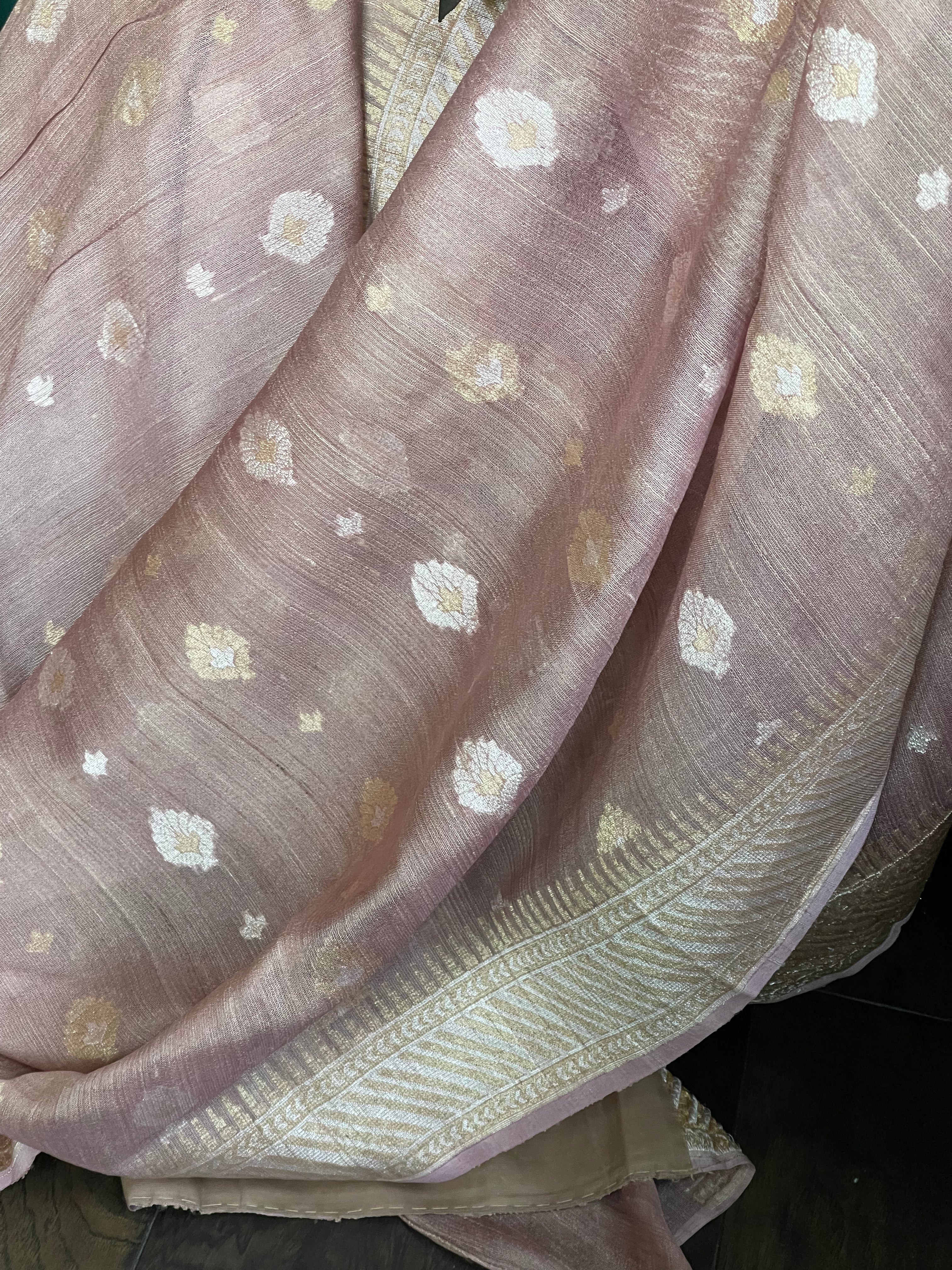 Khaddi Tussar Banarasi -  Dusty Pink