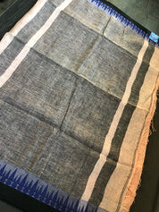 Pure Handloom Linen - Peach Blue Jamdaani Weave