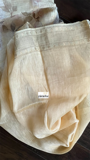 Floral Linen Silk Banarasi - Light Wheat Digital Printed