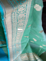 Organza Silk Banarasi - Sea-foam Green Firozi khadwa