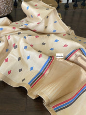Pure Tussar Silk - Beige Resham Woven
