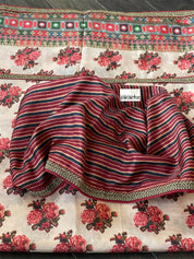 Muslin Soft Silk Printed - Beige Maroon Pink Brown