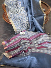 Pure Tussar Silk Woven - Charcoal Grey