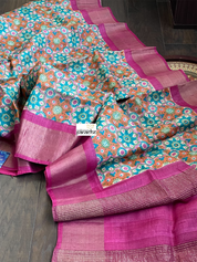 Pure Tussar Silk - Firozi Blue