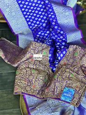 Pure Silk Banarasi - Purplish Blue Dual shaded