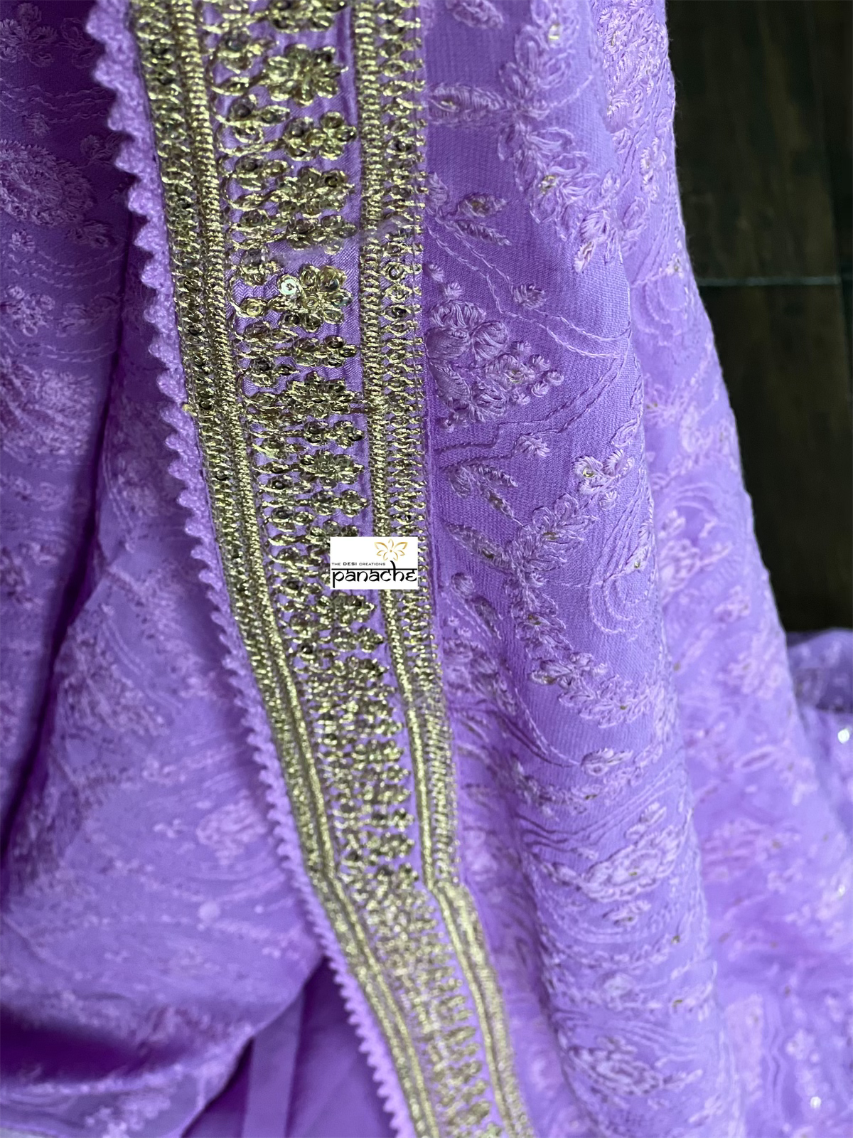 Designer Pure Georgette Chikankari - Violet