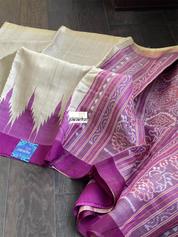 Pure Tussar Silk - Beige Purple