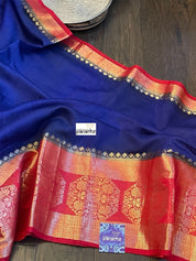Muga Silk Banarasi - Royal Blue Red