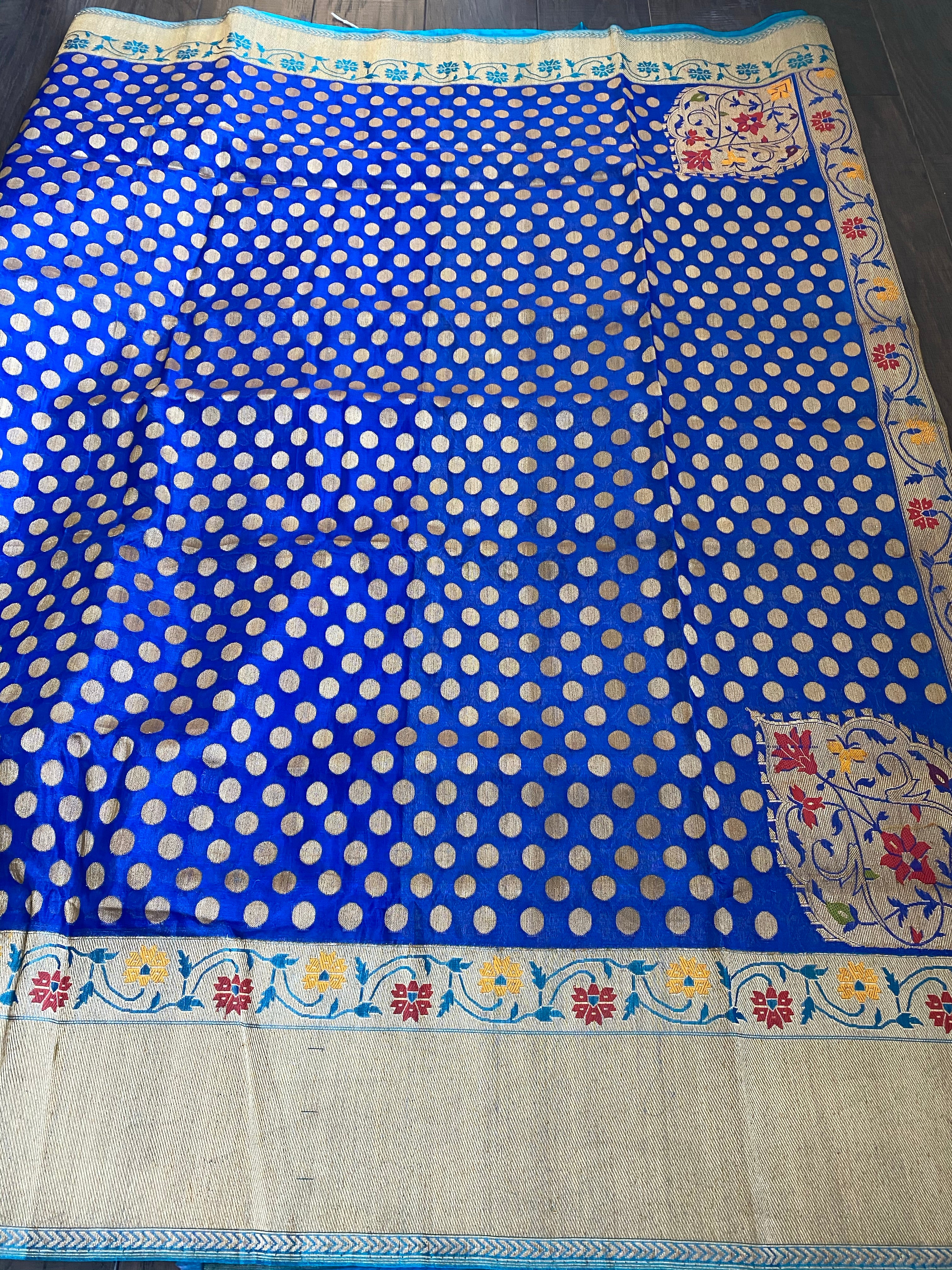 Organza Silk Banarasi - Royal Blue Paithani Woven