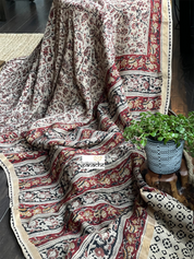 Nellore Silk Kalamkari  - Wheat Beige Paisley