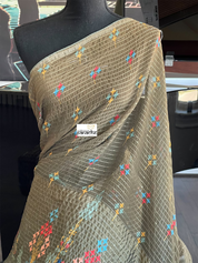 Designer Satin Georgette Sequin - Moss Green